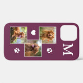 Pet Photo Collage Monogram Initiaal Magenta Cat Do Case-Mate iPhone Case (Achterkant (horizontaal))
