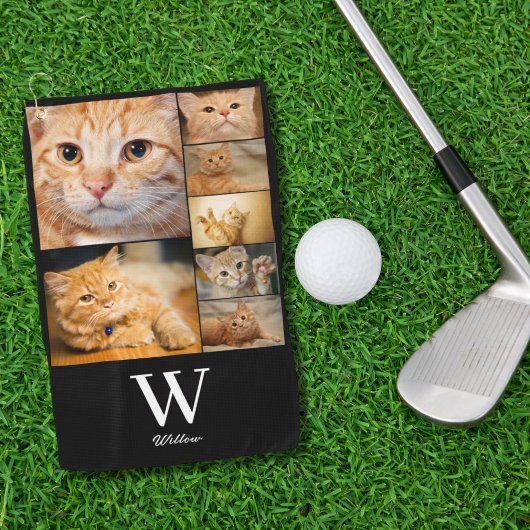 Pet Photo Collage Monogram Naam Golf Handdoek