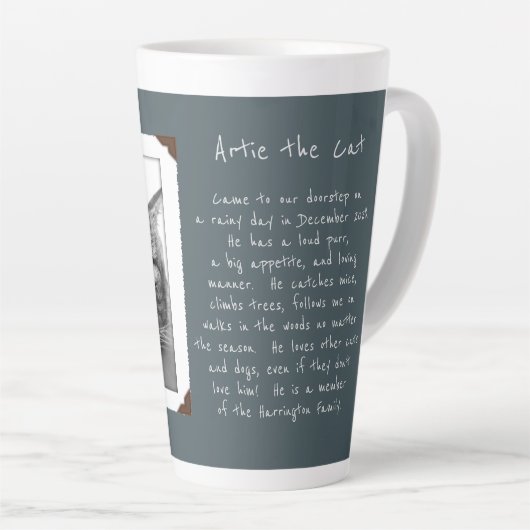 Pet Photo Dedication Memory Wording Latte Mok (Rechterhoek)