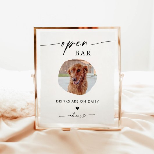Pet Photo Drink teken | Bruiloft Open Bar Teken Poster