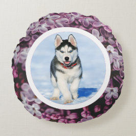 Pet photo - flower background rond kussen