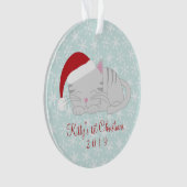Pet Photo Gray Cat Kerstmis Ornament (voorkant)
