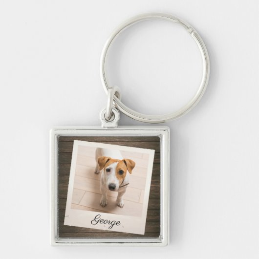Pet Photo Lijst Rustic Wood - Aangepast Sleutelhanger (Voorkant)