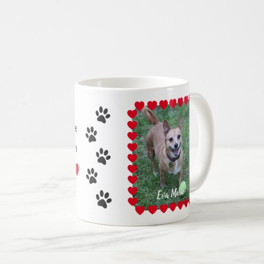 Pet Photo Memorial Hart Lijst Keepsake Coffee Mok (Voorkant rechts)