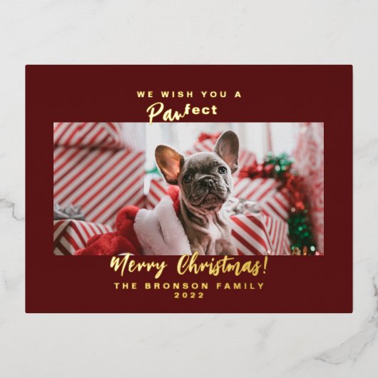 Pet Photo Merry Kerstmis Folie Feestdagen Briefkaart (Voorkant)