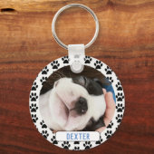 Pet Photo Modern Pawprint Sleutelhanger (Voorkant)