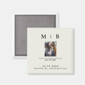 Pet Photo Monogram Cream Sla de datum van de bruil Magneet (Voorkant / Achterkant)