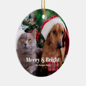 Pet Photo Name Merry en Bright Keramisch Ornament (Rechts)