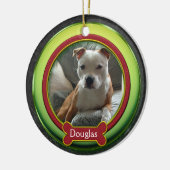 Pet Photo Ornement Rouge Vert Noël (Gauche)
