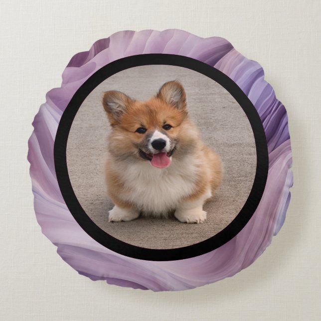 Pet photo - purple colour rond kussen (Voorkant)