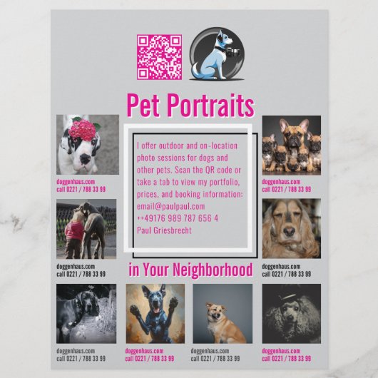 Pet Photography Session Flyer With QR Code & Tear‑ (Voorkant)
