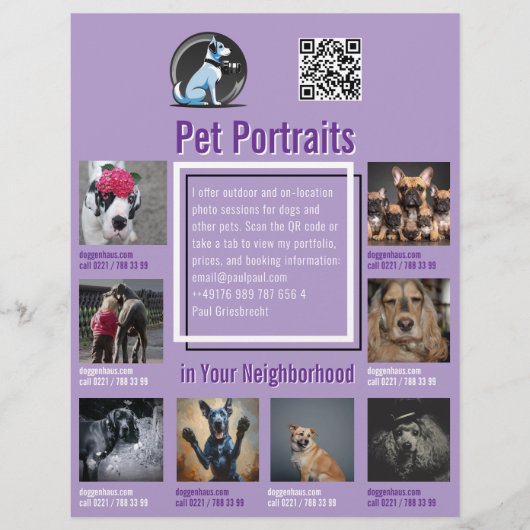 Pet Photography Session Flyer With QR Code & Tear‑ (Voorkant)
