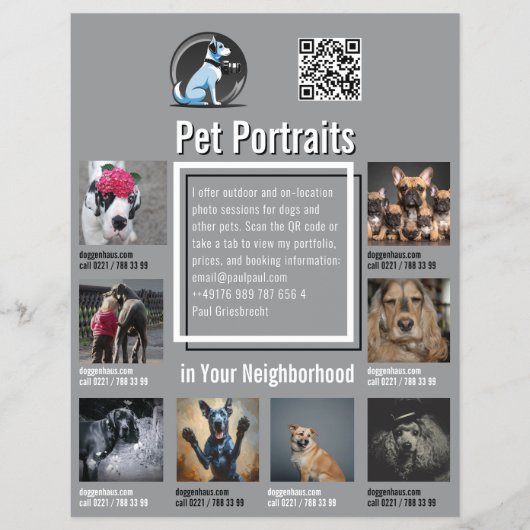 Pet Photography Session Flyer With QR Code & Tear‑ (Voorkant)