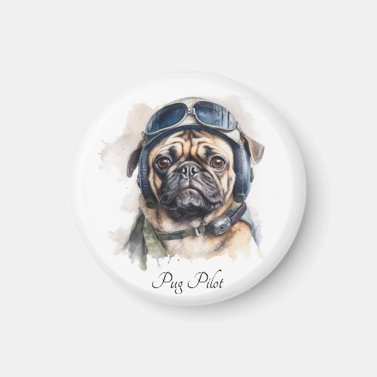 Pet Pilot Pug aanpasbaar Magneet (Voorkant)
