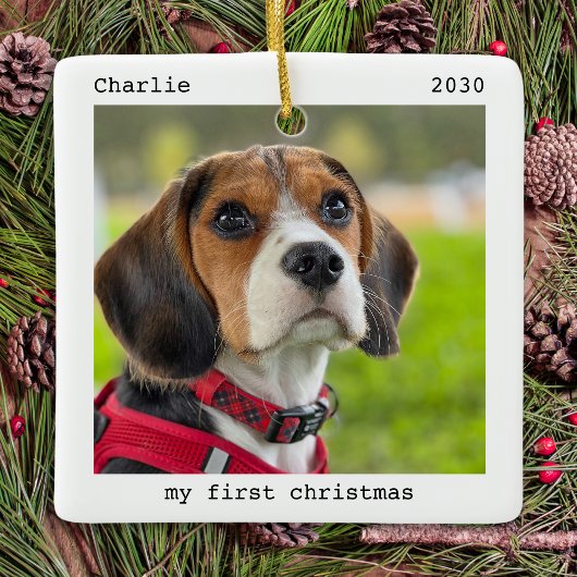 Pet Puppy Dog Foto aangepast Eerste Kerstmis Keramisch Ornament