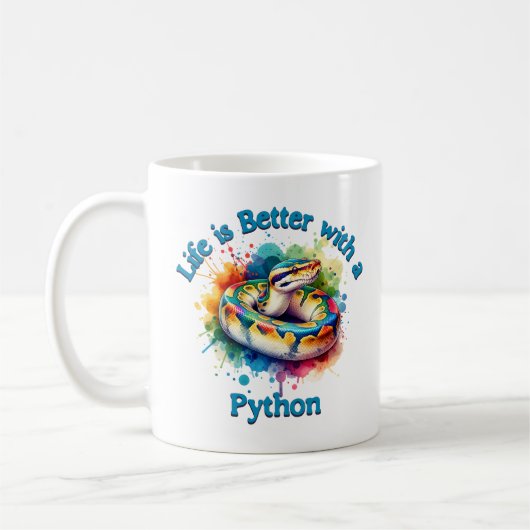 Pet Python Pet lover Koffie Drinker Reptiel Koffiemok (Links)