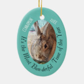 Pet Rabbit Fotonaam Bunny Stocking  Xmas Keramisch Ornament (Achterkant)