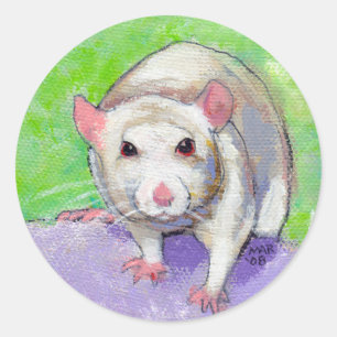Pet rat schattig kleurrijke acryl schilderij witte ronde sticker
