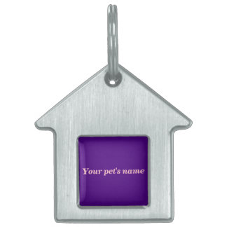 Pet’s Name With Purple Background on House Shaped Huisdieren Naamplaatje