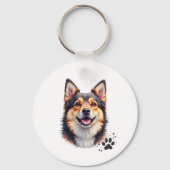 Pet’s Simple Modern Name & Photo Custom Design Sleutelhanger (Achterkant)