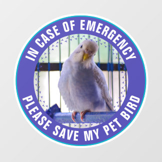 Pet Safety Alert Custom Bird Photo First Responder Raamsticker