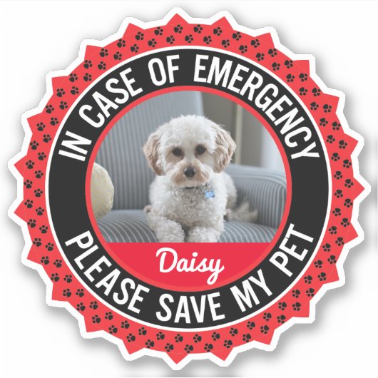 Pet Safety Alert Custom-Cut Vinyl Sticker (Voorkant)