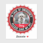 Pet Safety Alert Custom-Cut Vinyl Sticker (Vel)