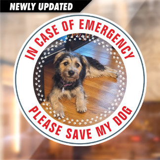 Pet Safety Alert Custom Dog Photo First Responder Raamsticker