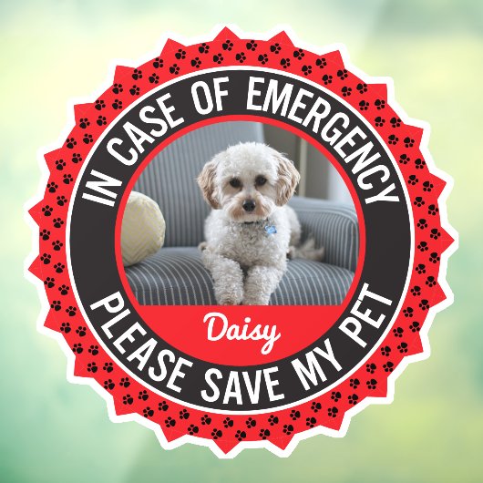 Pet Safety Alert Custom First Responder Raamsticker (Vel 3)
