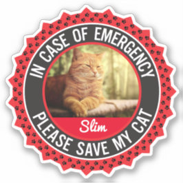 Pet Safety Alert In Hoesje van Emergency Cat Kitte Sticker
