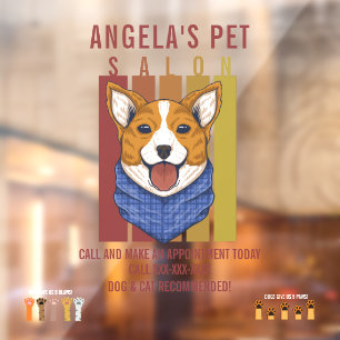 Pet Salon Dog en Cat Recommended Fun personalisere Raamsticker