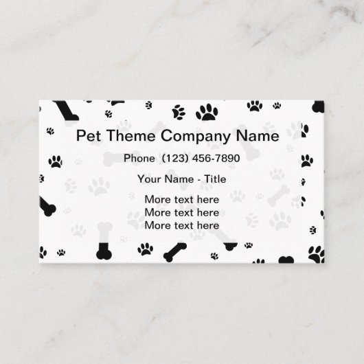Pet Service Paw Print Pattern Visitekaartje (Voorkant)