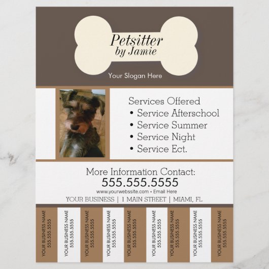 Pet Services Business Dog Tear Off Strips Flyer (Voorkant)