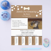 Pet Services Grooming Dog Tear Off Strips Flyer (Enkel)