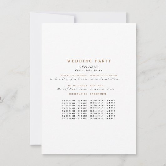 Pet Simple Black & Gold Text Wedding Programme de (Dos)
