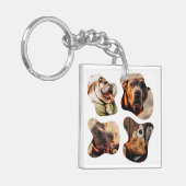 Pet Simple Modern Playful Four Photo Sleutelhanger (Voorkant Links)