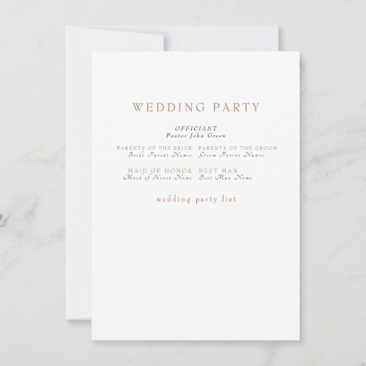 Pet Simple Noir & Or Texte Mariage Programme II (Dos)