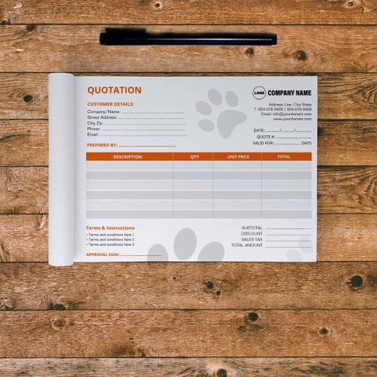 Pet Sitter Aangepaste offerte Notitieblok