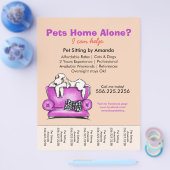 Pet Sitter Ad White Dog Mod Couch Scheurblad Flyer (Enkel)