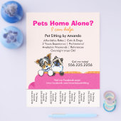 Pet Sitter Ad Yorkie Cat Couch Pink Flyer (Enkel)