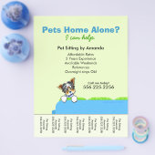 Pet Sitter Ad Yorkie Couch Green Tear Sheet Flyer (Enkel)