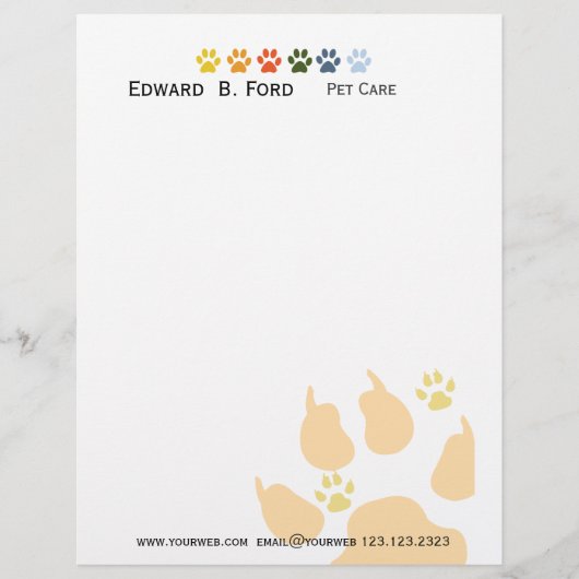 Pet Sitter Animal Care Veterinary Gepersonaliseerd Briefhoofd (Voorkant)