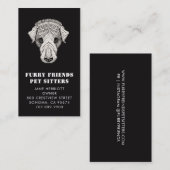 Pet Sitter Blanc Sur Carte de visite Noir (Devant / Derrière)