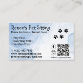 Pet Sitter Blauwe Waterverf QR Code Visitekaartje (Voorkant)