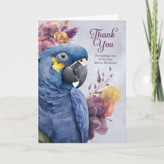 Pet Sitter Dank u Hyacinth Macaw Parrot Bedankkaart (Voorkant)