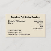 Pet Sitter Dog & Cat Visitekaartje (Achterkant)