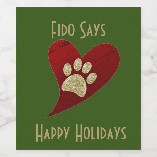 Pet Sitter Dog Walker Paw Print Prettige feestdage Wijn Etiket (Enkel label)