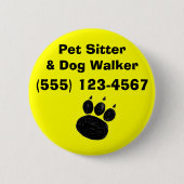 Pet Sitter & Dog Walker Paw Print Ronde Button 5,7 Cm (Voorkant)