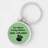Pet Sitter & Dog Walker Paw Print Sleutelhanger (Voorkant)