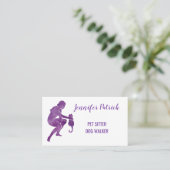 Pet Sitter Dog Walker Waterverf Cat Silhouette Visitekaartje (Staand voorkant)